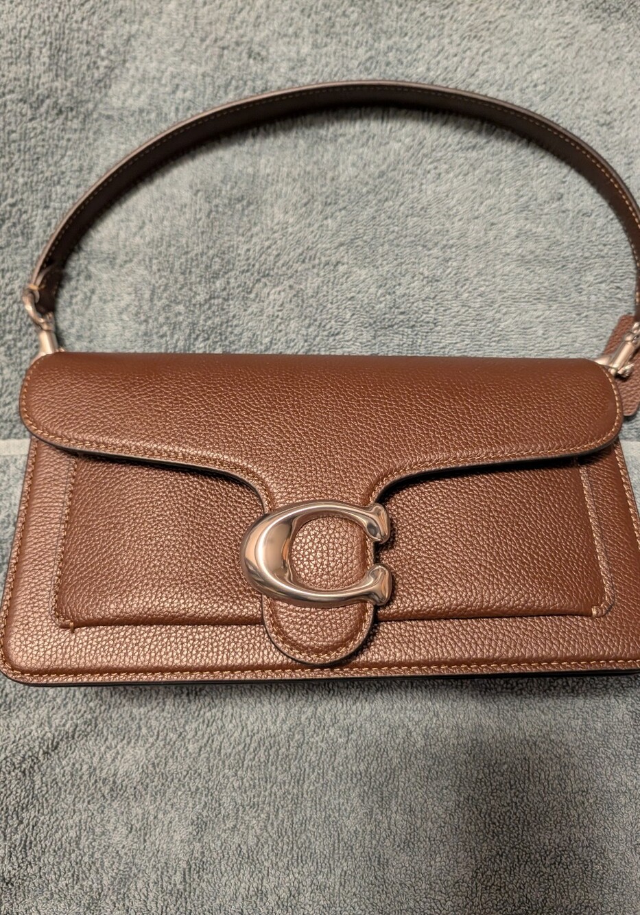 Brown Leather Shoulder Bag with Silver Hardware